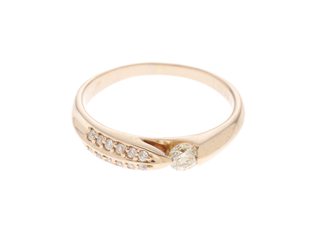 K18YG 0.13ct ダイヤチェーンリンクリング