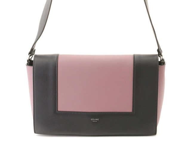 CELINE セリーヌ フレームバッグ ミディアム 180263 ピンク/グレー レザー【431】2141300457571