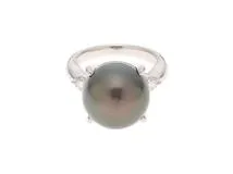 JEWELRY　ジュエリー　 リング　PT900プラチナ　#10.5　ブラックパール/ダイヤモンド0.24 　12.1g　【472】HA
