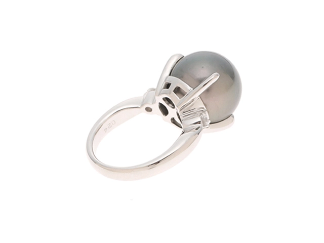 JEWELRY ジュエリー リング PT900プラチナ #10.5 ブラックパール/ダイヤモンド0.24 12.1g 【472】HA