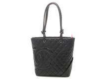 CHANEL　シャネル　カンボンラインミディアムトート　ブラック/ピンク　カーフ/パテント　SV　トートバッグ　A25167【431】