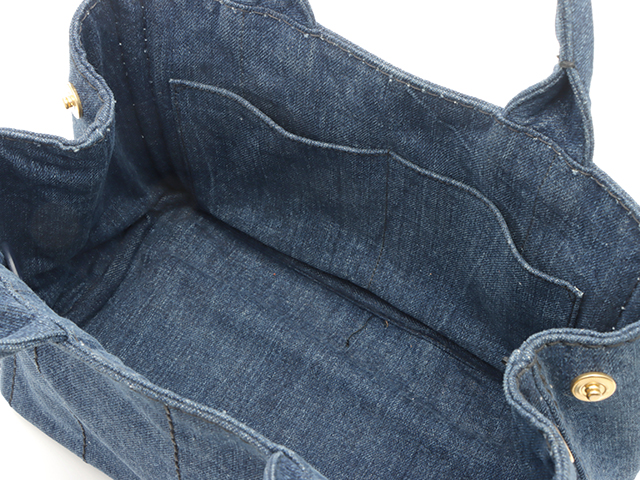 【美品】PRADA デニム レザー ハンドバッグ イタリア製 保存袋付き プラダ PRADA ショルダーバッグ 青 ピンク 1BD100 デニム レザー