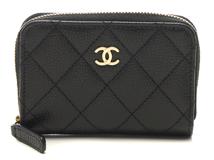 CHANEL　シャネル　マトラッセ　ジップコインパース　ブラック/GP　キャビアスキン　AP0216　コインケース【207】2141300464050