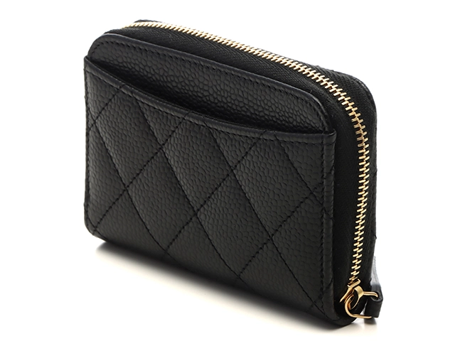CHANEL　シャネル　マトラッセ　ジップコインパース　ブラック/GP　キャビアスキン　AP0216　コインケース【207】2141300464050