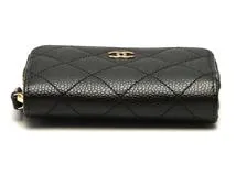 CHANEL シャネル マトラッセ ジップコインパース ブラック/GP キャビア