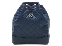 CHANEL シャネル ガブリエルドゥシャネルバックパック ブルー/ゴールド金具/シルバー金具 カーフ【472】YY
