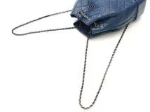 CHANEL シャネル ガブリエルドゥシャネルバックパック ブルー/ゴールド金具/シルバー金具 カーフ【472】YY