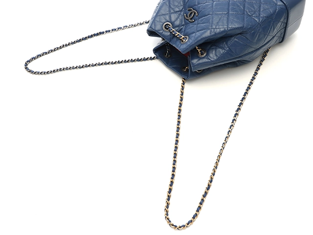 CHANEL シャネル ガブリエルドゥシャネルバックパック ブルー/ゴールド金具/シルバー金具 カーフ【472】YY