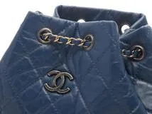 CHANEL シャネル ガブリエルドゥシャネルバックパック ブルー/ゴールド金具/シルバー金具 カーフ【472】YY