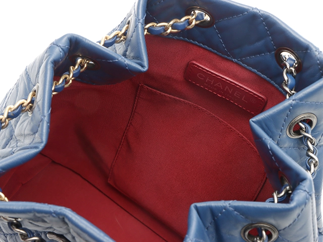 CHANEL シャネル ガブリエルドゥシャネルバックパック ブルー/ゴールド金具/シルバー金具 カーフ【472】YY