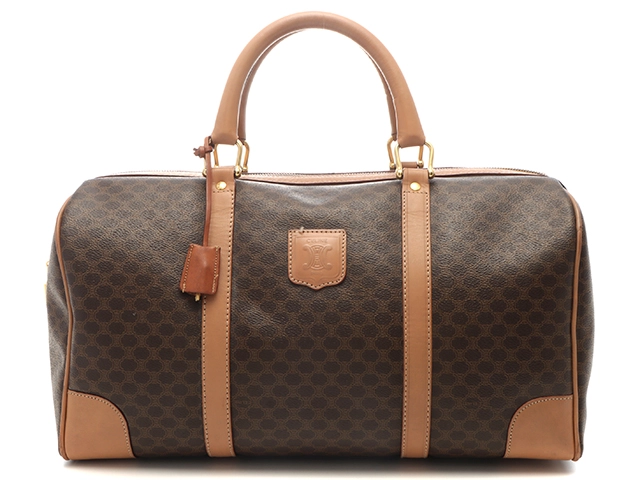 CELINE マカダムボストンバッグ ブラウン CELINE セリーヌ マカダム ボストンバッグ ダークブラウン PVC／レザー