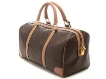 CELINE セリーヌ マカダム ボストンバッグ ダークブラウン PVC／レザー