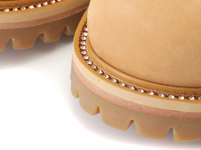 JIMMY CHOO　ジミーチュウ　プレミアムウィートブーツ ウィズ スワロフスキー　メンズ7　キャメル　レザー　TBOA427G2311　2143000493217　【432】