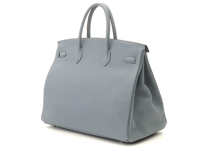 HERMES エルメス バーキン40 ハンドバッグ トゴ ブルーラン シルバー