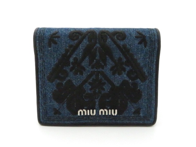Miumiu ミュウミュウ 二つ折財布 小物 財布 デニム ブルー 5mv4 436 の購入なら 質 の大黒屋 公式
