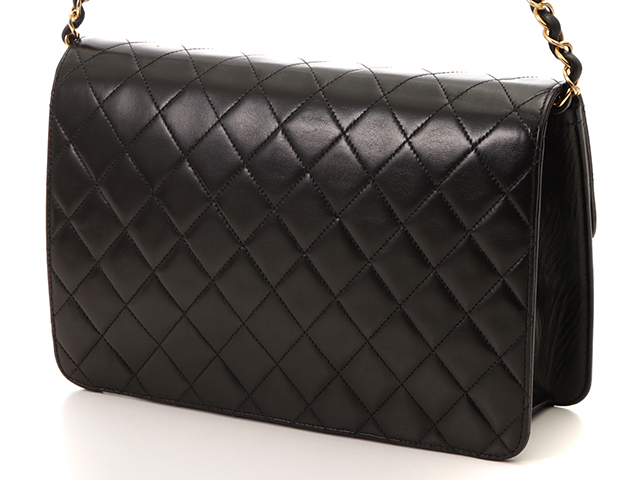 CHANEL シャネル プッシュロックチェーンショルダー ブラック ラムスキン 【432】 image number 1