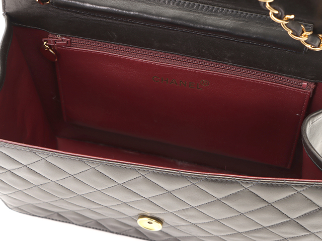 CHANEL シャネル プッシュロックチェーンショルダー ブラック ラムスキン 【432】 image number 11