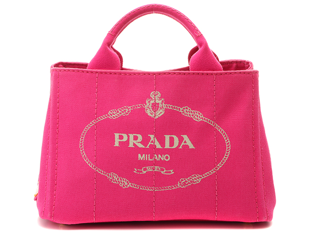 PRADA 　プラダ　トートバッグ　 ミニカナパ　キャンバス　ピンク　【460】2143000552163