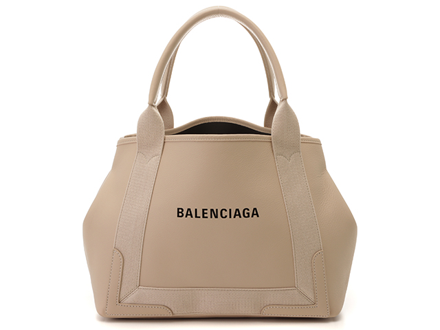 BALENCIAGA バレンシアガ ネイビーカバスS ベージュ カーフ【472】RKT