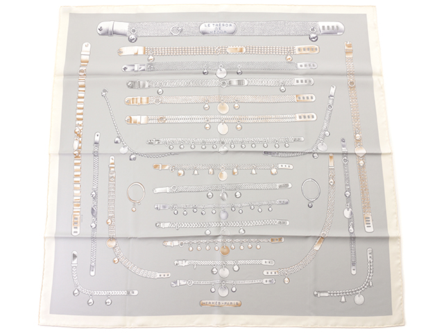 エルメス Hermès スカーフ カレ90 LE TRESOR DE MEDOR グレー