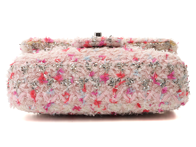 CHANEL　シャネル　ミニ チェーンショルダー ピンク/SV金具　ツイード【430】2143000555373