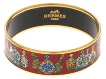 HERMES エルメス バングル エマイユバングル エンジ 七宝 メッキ 【432