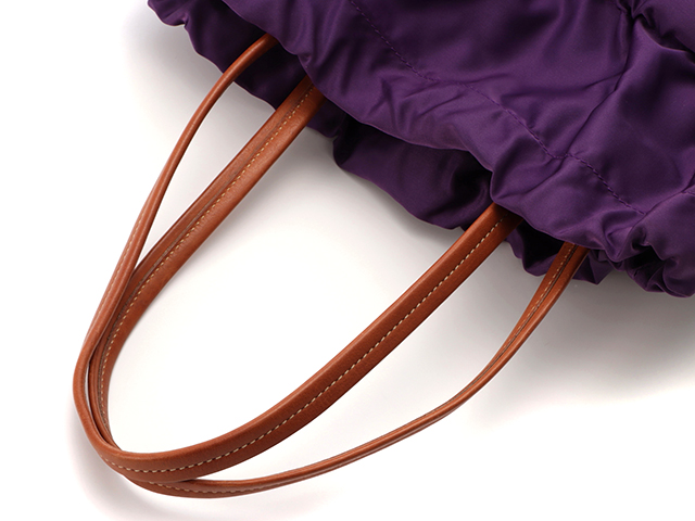 PRADA プラダ 巾着トート バッグ パープル ナイロン カーフ