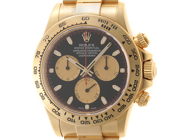 ランダム番 16年8月並行 Rolex ロレックス メンズ オートマチック デイトナ ブラック シャンパン文字盤 K18yg 472 Hkの購入なら 質 の大黒屋 公式