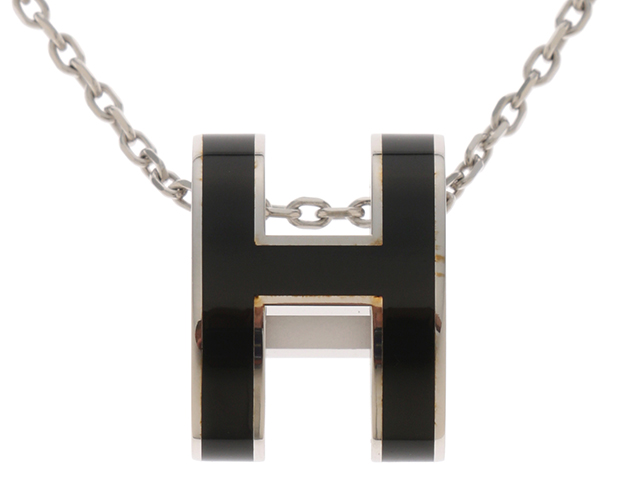 HERMES エルメス ポップアッシュ ステンレス ネックレス ブラック SS