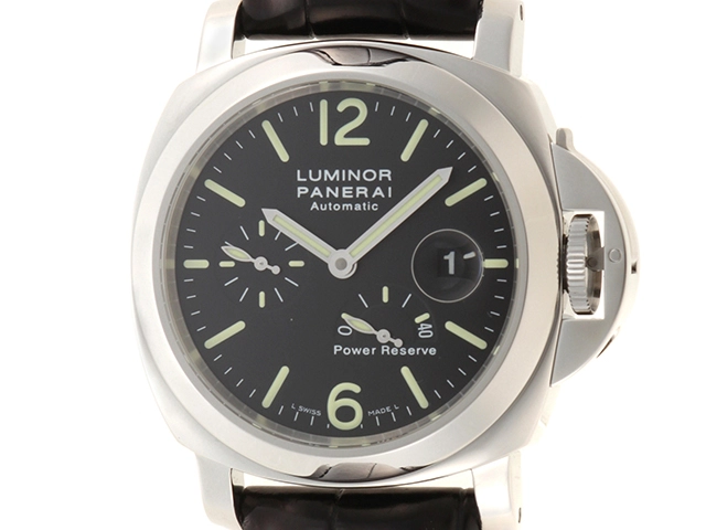 K番 日本正規品 PANERAI パネライ 時計 ルミノールマリーナ パワーリザーブ PAM00090 メンズ オートマチック ブラック文字盤 SS  ステンレス 革ベルト 300m防水 （2143000582072）【200】T の購入なら「質」の大黒屋（公式）