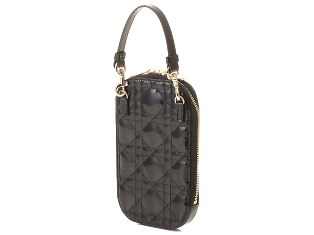 美品】Dior カナージュ フォンホルダー パテント ブラック