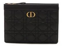 Dior ディオール Caro ジップポーチ カナージュ カーフ ブラック ゴールド金具 【431】 の購入なら「質」の大黒屋（公式）