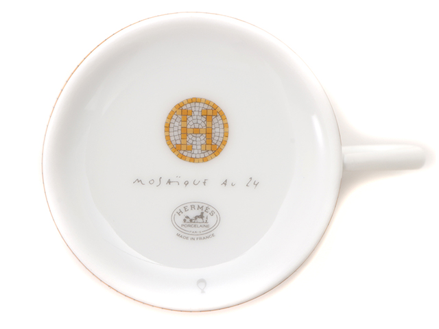 HERMES　エルメス　食器　モザイク コーヒーカップ&ソーサー2点セット 100ml　黄色【472】SJ