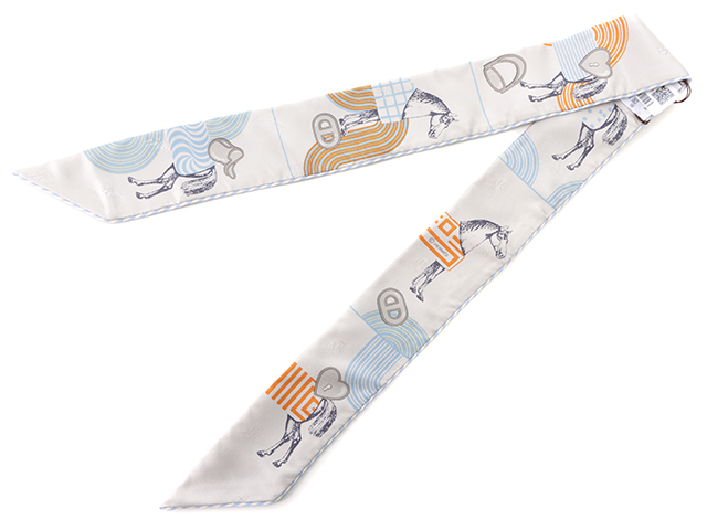 HERMES エルメス トゥイリー バッグ用スカーフ GARDE-ROBE POP CHARMS ガルド・ローブ・ポップ アルジャン マルチカラー シルク 【431】