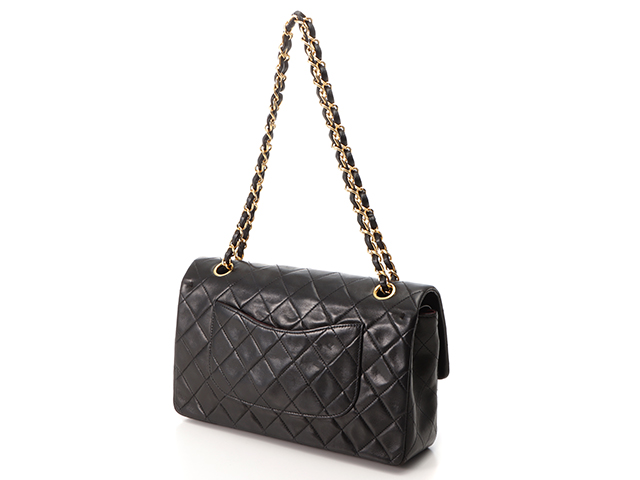 CHANEL シャネル Ｗフラップ チェーンショルダー バッグ マトラッセ ラムスキン ブラック GP ゴールド金具  2143000599384【200】 の購入なら「質」の大黒屋（公式）