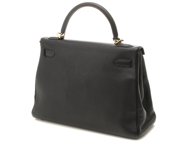 HERMES エルメス ケリー32 内縫い □E トゴ ブラック ゴールド金具 
