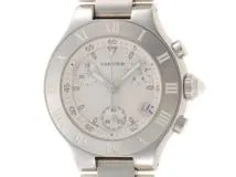 Cartier カルティエ 時計 クロノスカフSM W10197U2 ホワイト文字盤 ステンレススチール×ラバーストラップ クォーツ （2143000615633）【200】