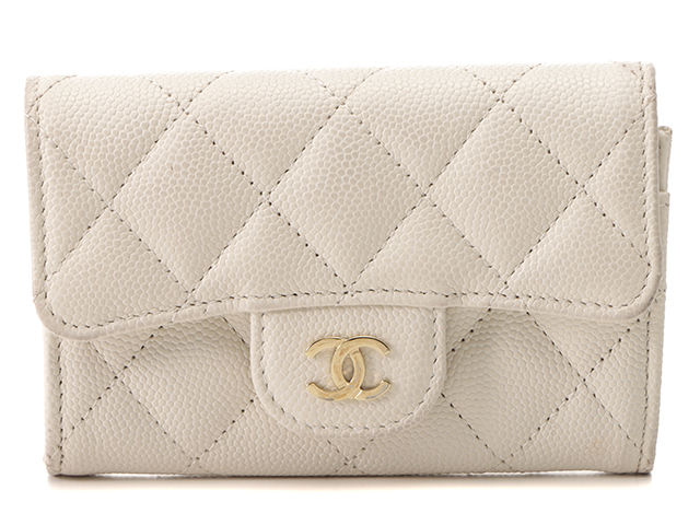 CHANEL シャネル マトラッセ クラシックフラップ カードケース AP0214 Y33352 10601 ホワイト/GP 【434】