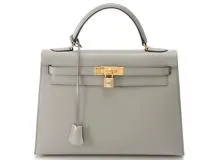 HERMES エルメス ハンドバッグ ケリー32 グレー ボックスカーフ ゴールド金具 外縫い □C刻印 2143000617750【430】  の購入なら「質」の大黒屋（公式）