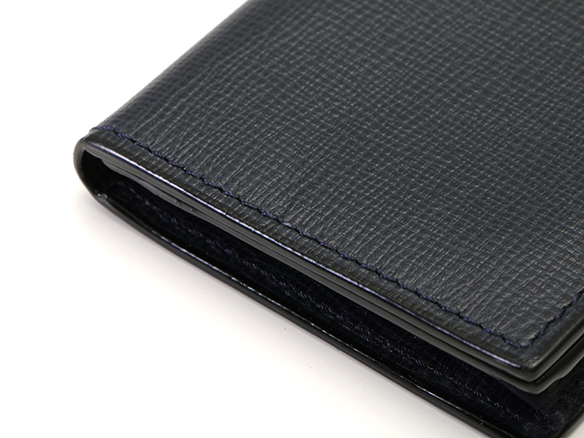 Valextra ヴァレクストラ 名刺入れ ネイビー 型押し レザー 刻印あり