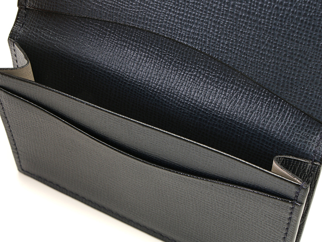 Valextra ヴァレクストラ 名刺入れ ネイビー 型押し レザー 刻印あり