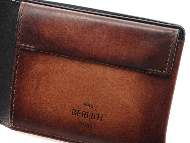 Berluti ベルルッティ 二つ折り財布 カリグラフィ ブラウン レザー