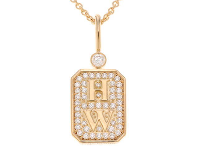 HARRY WINSTON ハリーウィンストン HWロゴネックレス K18 イエローゴールド ダイヤモンド 約5.8g 2143000620736  【432】