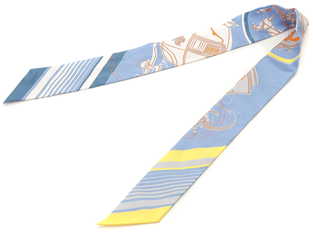 HERMES エルメス ツイリー EXーLIBRIS ブルーモワイヤン HERMES エルメス ツイリー EXーLIBRIS ブルーモワイヤン
