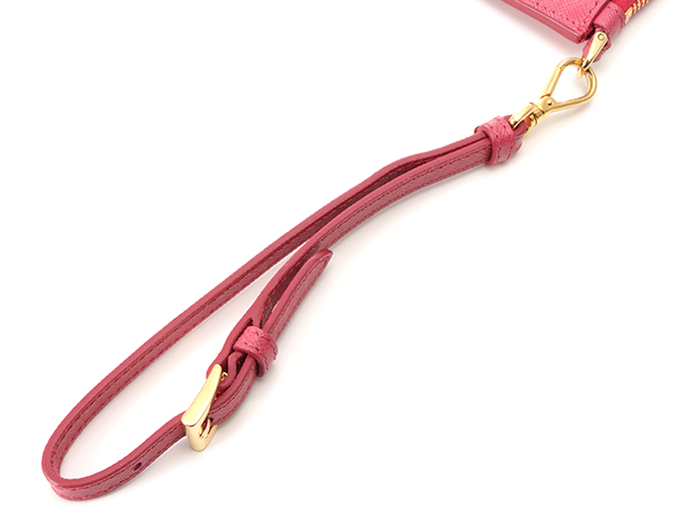 PRADA プラダ ポーチ サフィアーノリボンポーチ PEONIAピンク レザー