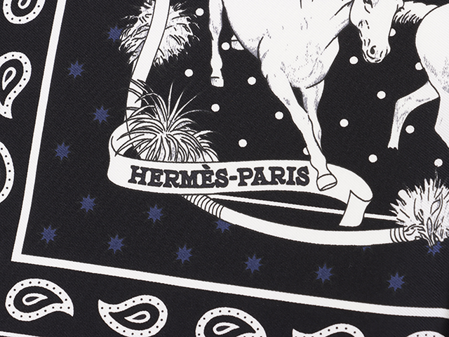 HERMES エルメス スカーフ バンダナ カレ55 LES MUSTANGS BANDANA