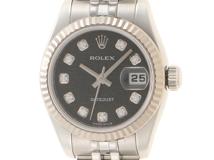 2009年8月並行品 ROLEX ロレックス 179174G デイトジャスト 自動巻き 時計 SS/WG ステンレス/ホワイトゴールド ブラックコンピューター文字盤 10PD【472】HU