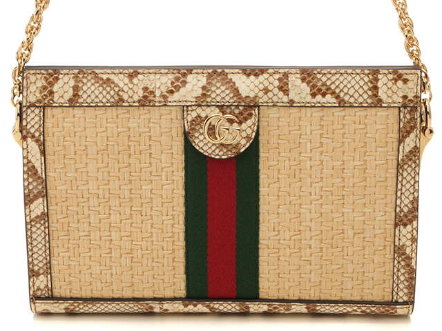 GUCCI グッチ チェーンショルダーバッグ グリーン/ベージュ GG