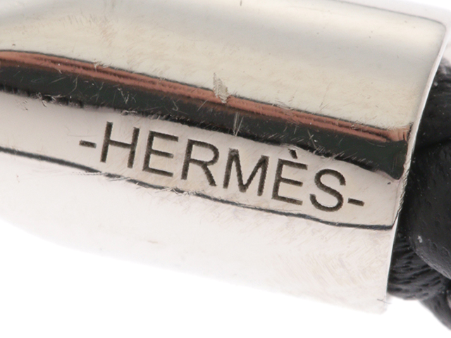 HERMES エルメス グレナンH レザーブレスレット ブラック 黒