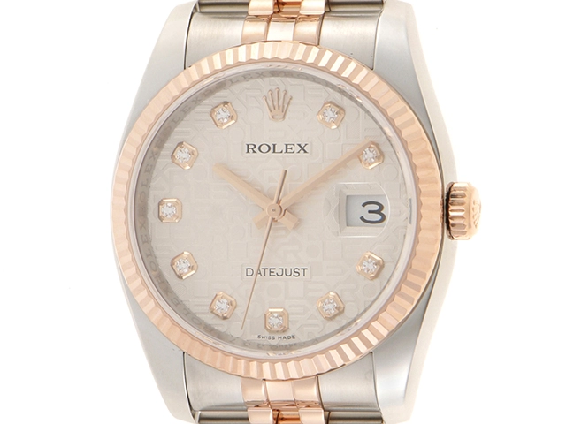 V番2009年並行 ROLEX ロレックス 腕時計 デイトジャスト36 116231G ピンクゴールド／ステンレス 10Pダイヤモンド／ コンピューター文字盤 自動巻き【472】SJ の購入なら「質」の大黒屋（公式）
